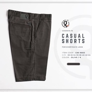 GOODWIN - P017 CASUAL SHORTS กางเกงขาสั้น ผู้ชายสามส่วน ผ้าคอตต้อน สีพื้น