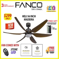 FANCO HELI 56 Inch DC Motor Ceiling Fan with LED Light &amp; Remote Control | Ultra Silent Motor | Express Free Delivery