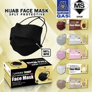 Head Loop Hijab Mask Headloop Mask 3Ply Face Mask 3 ply 50pcs Hijab Mask Hitam Black Mask 50 pcs