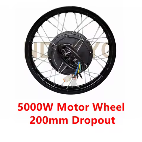 QS 48V-96V 5000W Bicycle Hub Motor Wheel 17" 18" 19" 21" Ebike Kit Black Rear Motor Wheel 200mm Drop