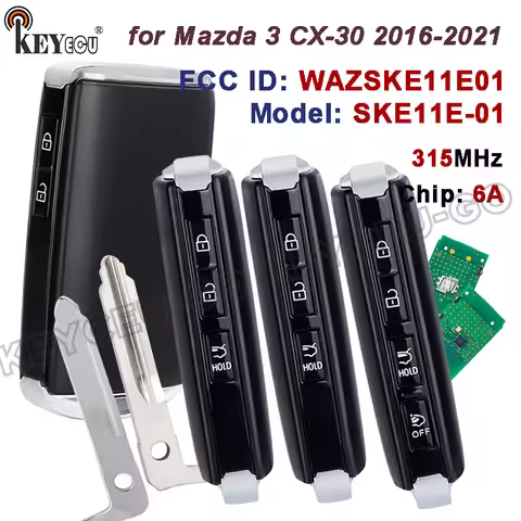 KEYECU 433MHz WAZSKE11E01 SKE11E-01 BCYB-67-5DY DFY7-67-5DYB for Mazda 3 CX-30 2016-2021 Keyless-Go 
