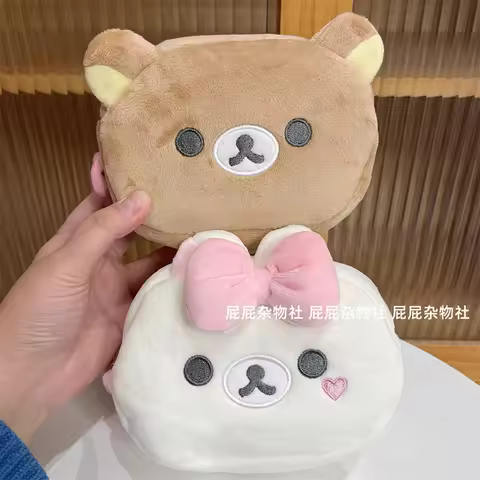 Rilakkuma Korilakkuma Ribbon Plush Makeup Bag Organizer With Mirror Makeup Rilakkuma Bear Kawaii Cut