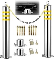 2 Parking Parking Posts 5m Plastic Chain Stainless Steel Security Posts Are Easy to Install to Prote