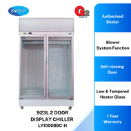 SNOW (Authorised Dealer)2 DOOR CHILLER SHOWCASE 923L LY1000BBC-H (Model Replacement LY950BBC)-SNOW WARRANTY MALAYSIA