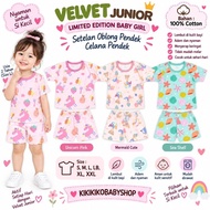 Velvet junior !!! (( 3pcs )) short Velvet baby oblong suit nb sml lb XL XXL 0-5 years