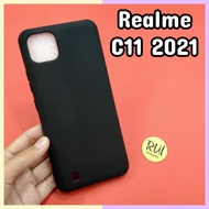 Case Hitam REALME C11 2021 Black Matte Softcase Polos Slim Silikon HP Rui Acc