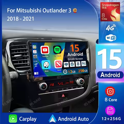 Android 15 For Mitsubishi Outlander 3 GF0W GG0W 2018-2021 2K QLED Android Car Radio Multimedia Video