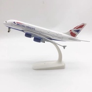 AIRBUS A380 BRITISH AIRWAYS 18CM STATIC PLANE MODEL WITH WHEELS + DISPLAY BASE