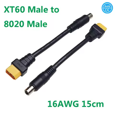 1pc XT60 Male to DC 8020 8.0mm x 2.0mm 16AWG Power Adapter Cable Connector for Portable Power Statio