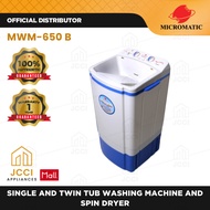Micromatic Washing Machine Single Tub 6.5kg. Wash &amp; Sink Cover Original w/ 1 Year Warranty MWM 650 B