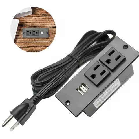 Desk table 2-OUTLETS RECESSED MOUNTED SOCKETWITH 2 USB 1a 2a PORTS SPT2 SJT 3X16AWG 3X14AWG 1.5m 2m 