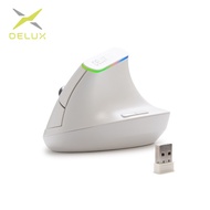 Delux M618C สีขาวไร้สายเงียบตามหลักสรีรศาสตร์6ปุ่มเมาส์ออปติคัลเล่นเกมเมาส์ตัวรับสัญญาณ USB RGB สำหร