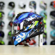 Yohe 981 Fullface Hat with 2 Glasses with Suzuki Ecstar Green Yellow Decal Sticker