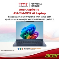 Acer Aspire 14 A14-11M-X1J7 AI Laptop | Snapdragon X1-26100 | 16GB RAM 512GB SSD | Qualcomm Adreno |