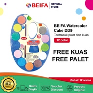 Beifa Solid Watercolor DD9 – Watercolor 12 Colors + Palette & Brush, Practical & Bright