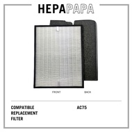 Delonghi AC75 Compatible Replacement Filter [Free Alcohol Swabs] [HEPAPAPA]