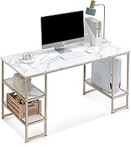ivinta Computer Desk with Shelves White Desk Office Desk with CPU Stand Vanity Desk with Storage Modern Gaming Desk Study Writing Laptop Table