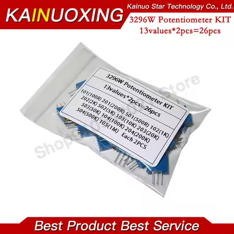 13values*2PCS=26PCS 3296W potentiometer 100R 200R 500R 1K 2K 5K 10K 20K 50K 100K 200K 500K 1M Variab