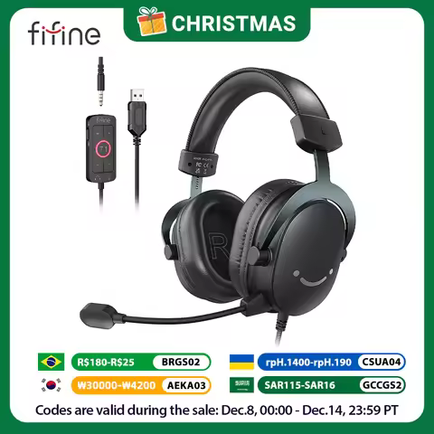 FIFINE Headset,3.5 mm jack&USB Headphone with 7.1 Surround Sound/volum contral/Mute switch for PC/MA
