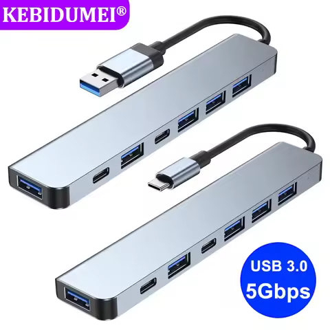7-in-1 USB 3.0 HUB USB C HUB TYPE-C to USB SD TF Adapter 5Gbps Fast Speed Tramsmission USB C Docking