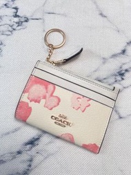 coach CR947COACH鑰匙圈卡包花卉印花標誌 塗層帆布 零錢卡包  mini 多功能卡包男女同款尺寸 10x7cm