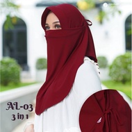3 IN 1 BERGO HIJAB / BERGO HIJAB MASK JILBAB CADDAR JERSEY RAUNA PRIDE AL 03