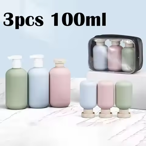 3pcs 100ml Plastic Travel Shampoo Bottles Clear Blue Shampoo Lotion Shower Gel Foam Pump Bottles