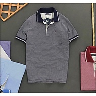 Áo thun nam trung niên cotton 100% mẫ sọc có túi cao cấp