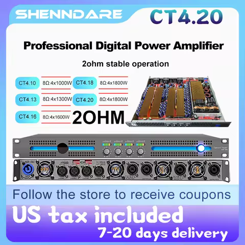 ShennDare CT4.20 2OHM 4x4500W Professional 2OHM Stable Power Amplifier 4X2000W 8OHM Sound Amplifier