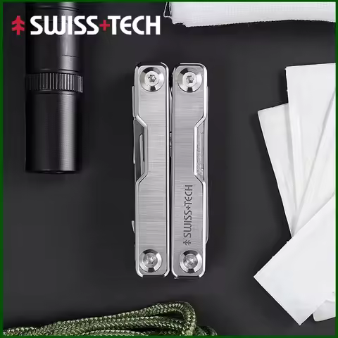 SWISS TECH Rescue Survival Multitool Scissors 9 In 1 Outdoor EDC Mini Keychain Multi Tools Window Br