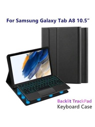 帶背光的trackpad鍵盤保護套書套,適用於三星galaxy Tab A8 10.5寸x200 X205 X205c平板電腦,磁分離式智能觸控板鍵盤細身設計