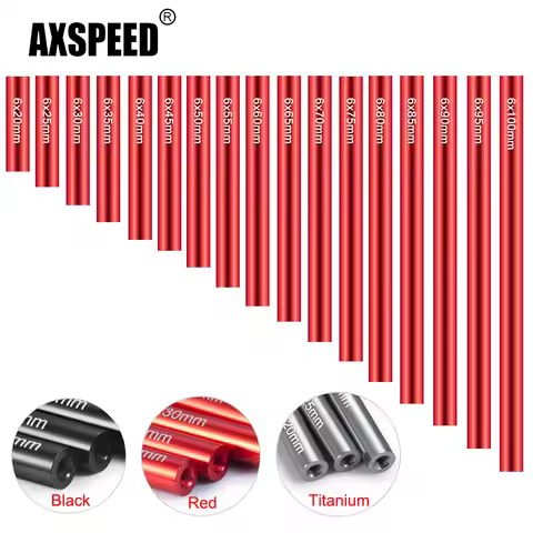 AXSPEED 20-100mm CNC Metal Pull Link Rod Diameter 6.0mm for Axial SCX10 CC01 F350 RC01 D90 1/10 RC C