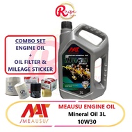 [COMBO SET] MEAUSU 10W30 3L Petrol Engine oil  Mineral Oil + With Engine Oil Filter