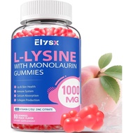 L-Lysine Gummies 1000mg, Sugar-Free Chewable Lysine with Monolaurin Supplement for Adults & Kids, Li