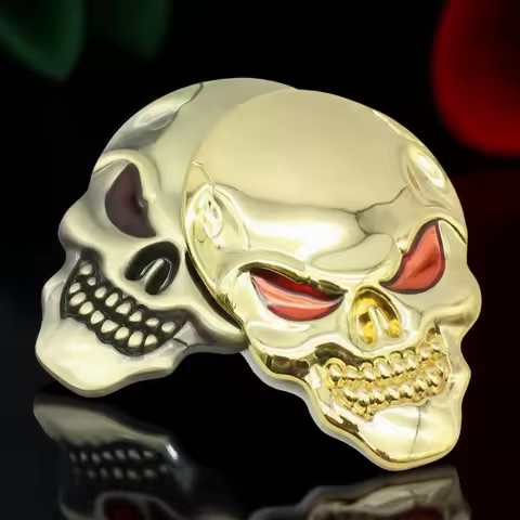 3D Metal Body Sticker Zinc Alloy Car Decoration Adhesive Skeleton Skull Bone Shape with Chrome Bone 
