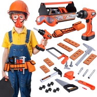 IBaseToy Kids Tool Set - 32 PCS Toddler Tool Set With Tool & Electronic Toy Drill Pretend Play Kids