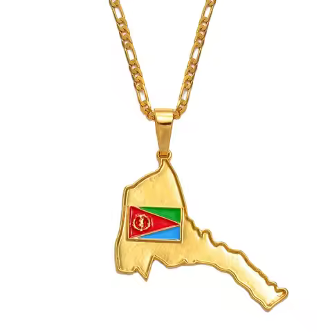 Anniyo Eritrea Map Flag Pendant Necklaces Women Men Gold Color Ethnic Jewelry Africa Maps of Eritrea