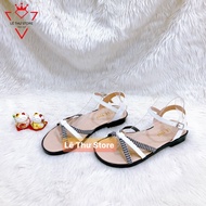 Giày sandal nữ đế bệt 3 dây mảnh thắt ú caro LT (B001)