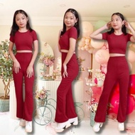 GIRLS FLARE PANTS TERNO FIT 8 TO 13 YRS OLD CROP TOP and FLARE PANT