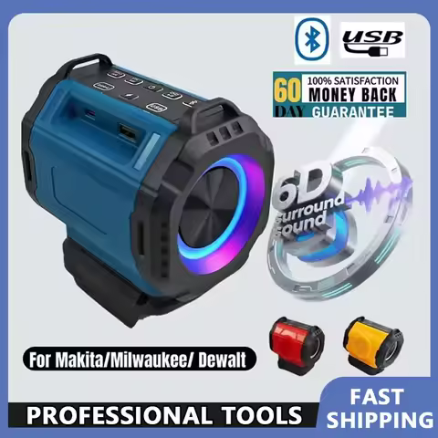 For Milwaukee/Makita/Dewalt/Bosch 18V 20V Battery With USB Type-C Port Charge Player Loudspeaker Amp