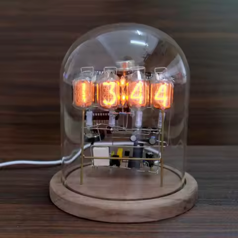 DIY in12 Nixie Tube Clock Wood Silent Control Desktop Desk Clock Retro Table Clock Digital Handmade 
