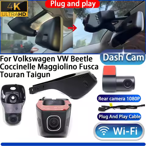 For Volkswagen VW Beetle Coccinelle Maggiolino Fusca Touran Taigun Dash Cam Camera DVR 4K WIFI UHD P