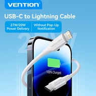 Vention PD 27W USB สายสำหรับ iPhone ฟ้าผ่า C กับสายชาร์จเร็วสายสำหรับ iPhone 15 Pro Max 14 13 Pro Max iPad USB-C กับ iPhone Lightning