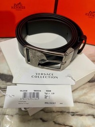 Authentic Versace Collection Silver Buckle Black Color Leather Belt  原裝正版男裝 范思哲 銀色皮帶扣 黑色真皮 皮帶  清屋出售 