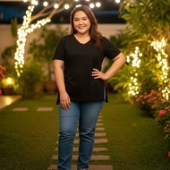 Women's V-Neck T-Shirt with Side Slit Super Jumbo 7XL 5XL 6XL 4XL 2XL 3XL Women T Shirt Cotton T Shi