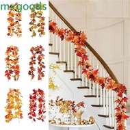 MXGOODS Red Autumn Maple Leaves, 1.7m Realistic Artificial Maple Garland, Autumn Leaf Garland Creati