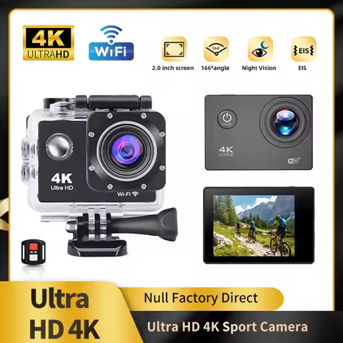 Null 4K Outdoor WiFi Action Camera Helmet Video Recording 4K/30FPS WiFi 2.0" 170DGPS 4X Zoom Underwa