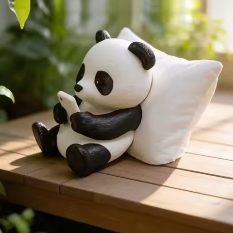 1pc 3D Printed Cute Panda Ornament Creative Cartoon Animal Figurine Desktop Table Outdoor Garden Dec