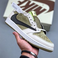 Traavis Scoott x Air 1 Low-cut Golf SP“Unisex Olive Green Golf Retro Cultural Casual Sports Shoes wi