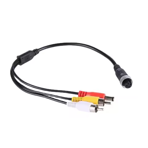 4P Aviation Head Female Plug to 2RCA Male DC Male Cable Video Extension Adapter Wire Cord 4P Aviatio